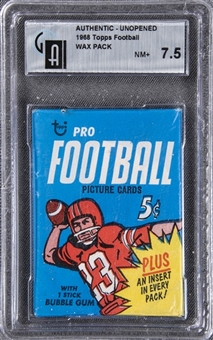1968 Topps Football Unopened Five-Cent Wax Pack - GAI NM+ 7.5